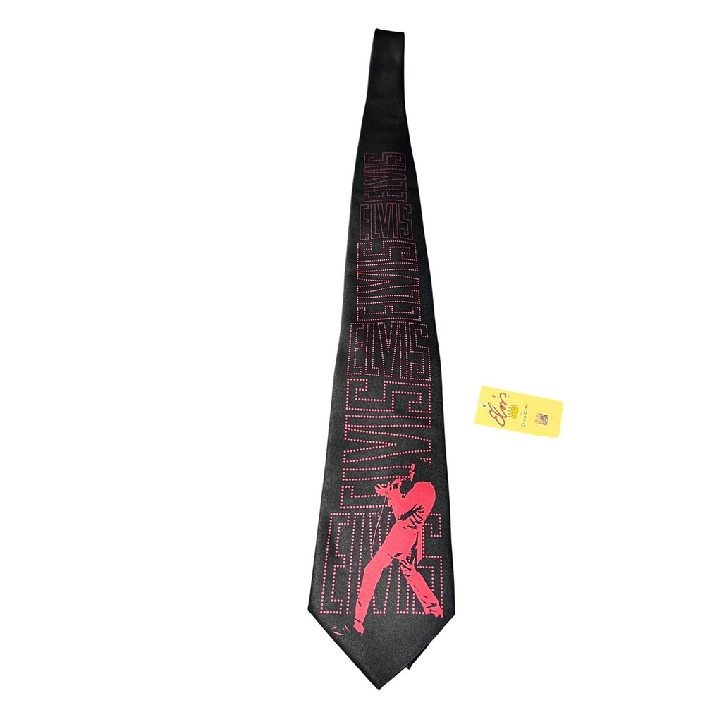 Elvis Presley David Carey EP 68 Special Tie Black Red Rock and Roll Necktie NWT